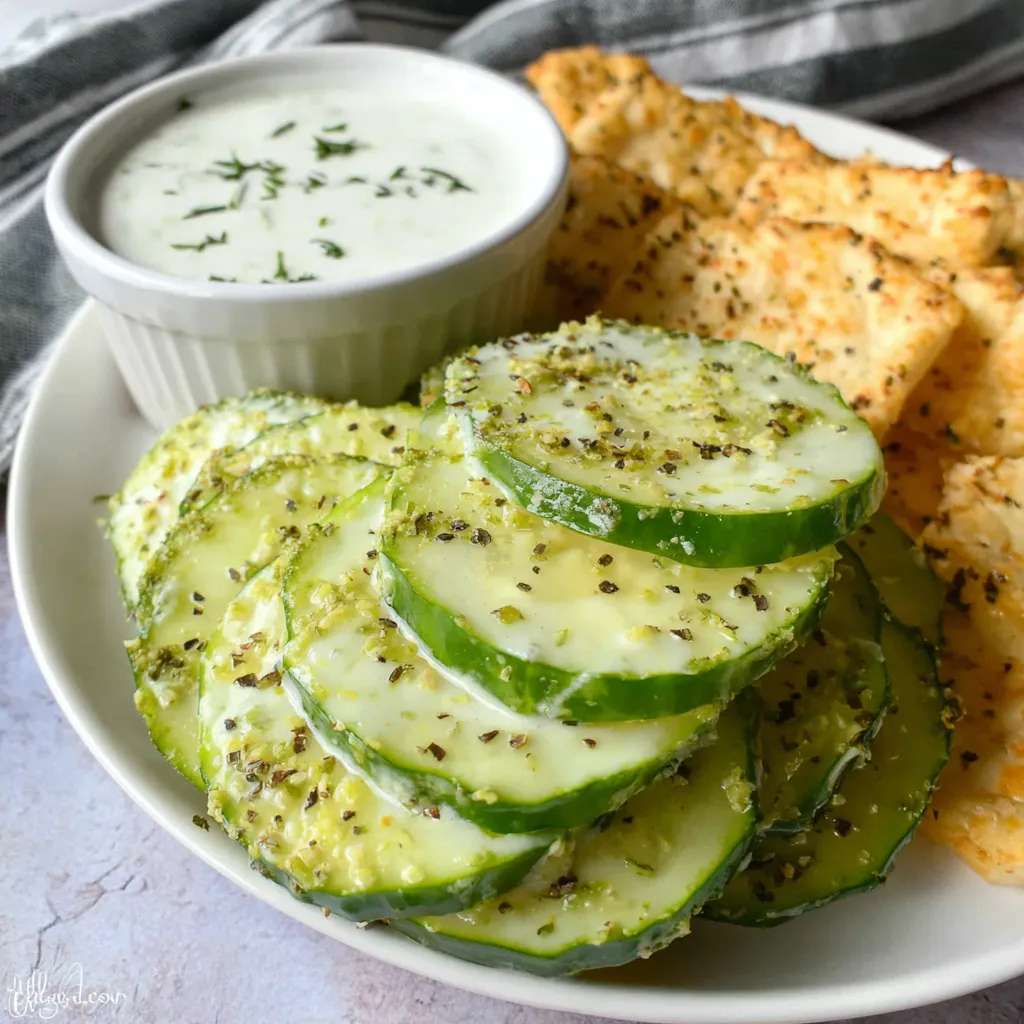 Quick and easy five-minute cucumber snack with ranch flavors, perfect for a healthy and refreshing treat.