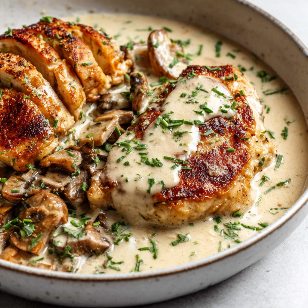Creamy garlic parmesan chicken recipe image from Etsy shows a delicious second view of the dish.
