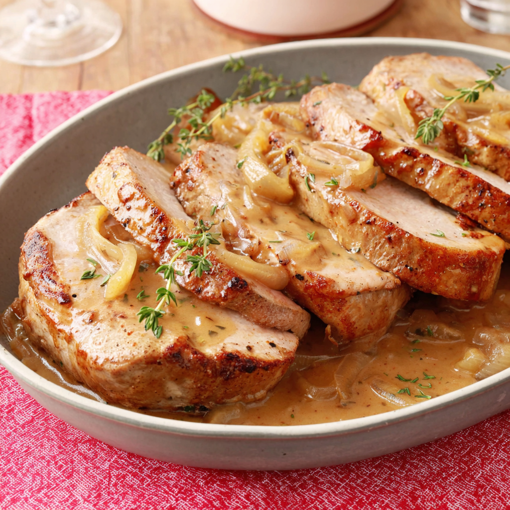 Juicy Slow Cooker Pork Chops Recipe Juicy slow cooker pork chops simmered to perfection, as shown in this recipe content image.