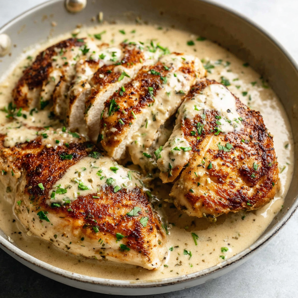 Creamy garlic parmesan chicken recipe featured image showcasing the delicious final dish, perfect for Etsy shoppers seeking homemade meal ideas.