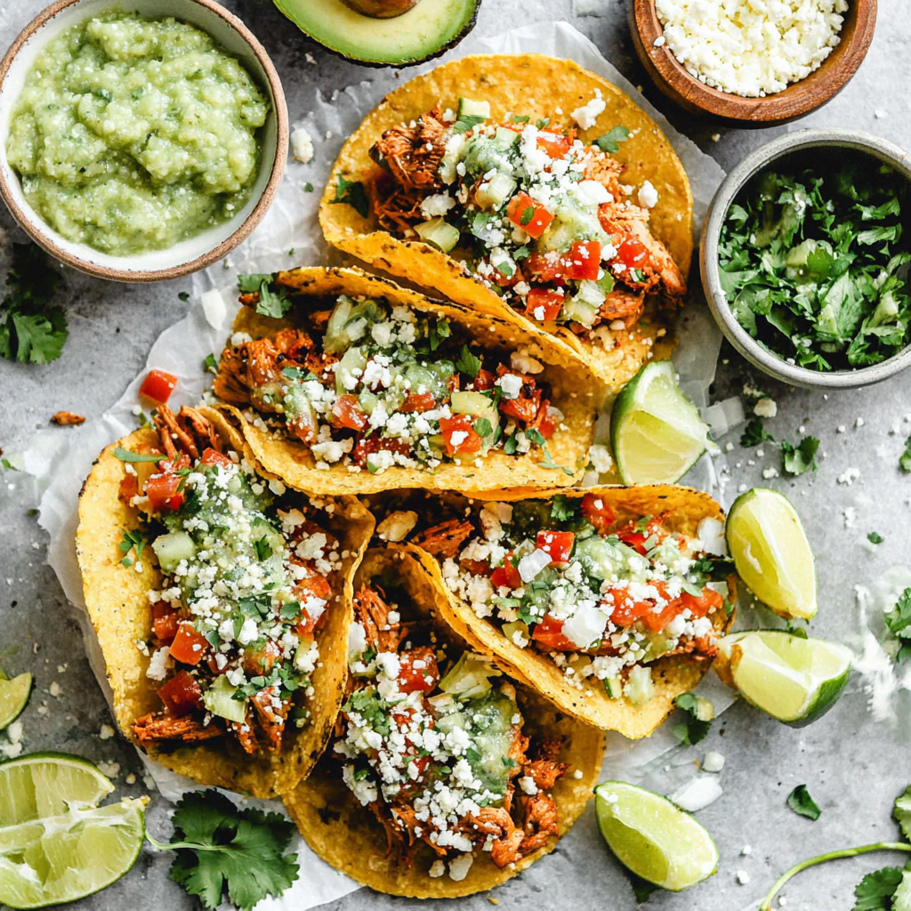 Delicious and easy chicken street tacos recipe featuring seasoned chicken, fresh toppings, and warm tortillas.