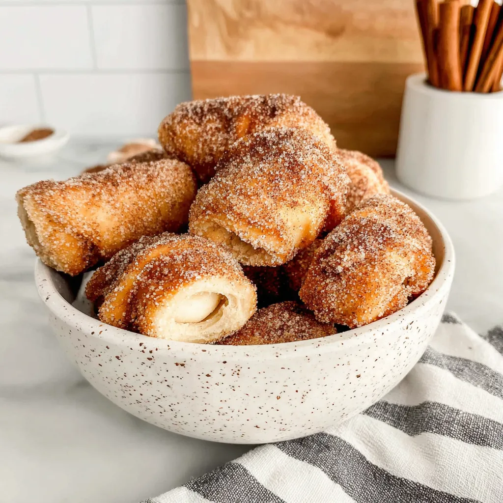 Golden-brown air fryer churro bites are displayed, showcasing a simple and healthy dessert option for those seeking easy recipes.