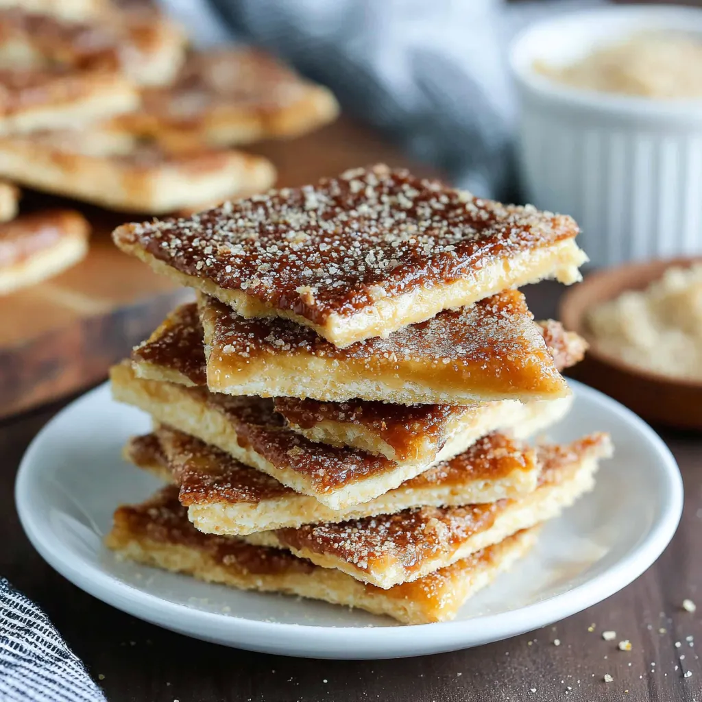 Easy churro saltine toffee shown as a delicious treat in a recipe article.