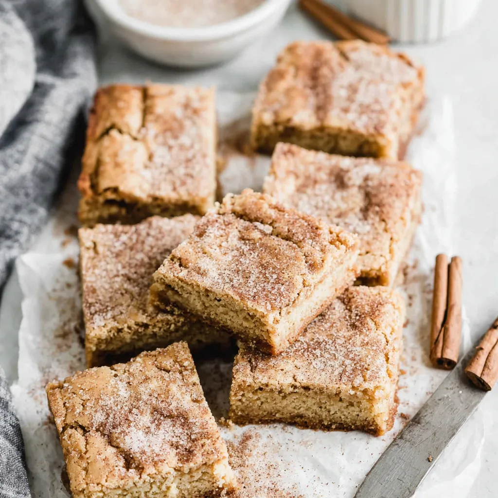 Easy to make cinnamon sugar blondies, a sweet fall treat, are showcased in this secondary content image.