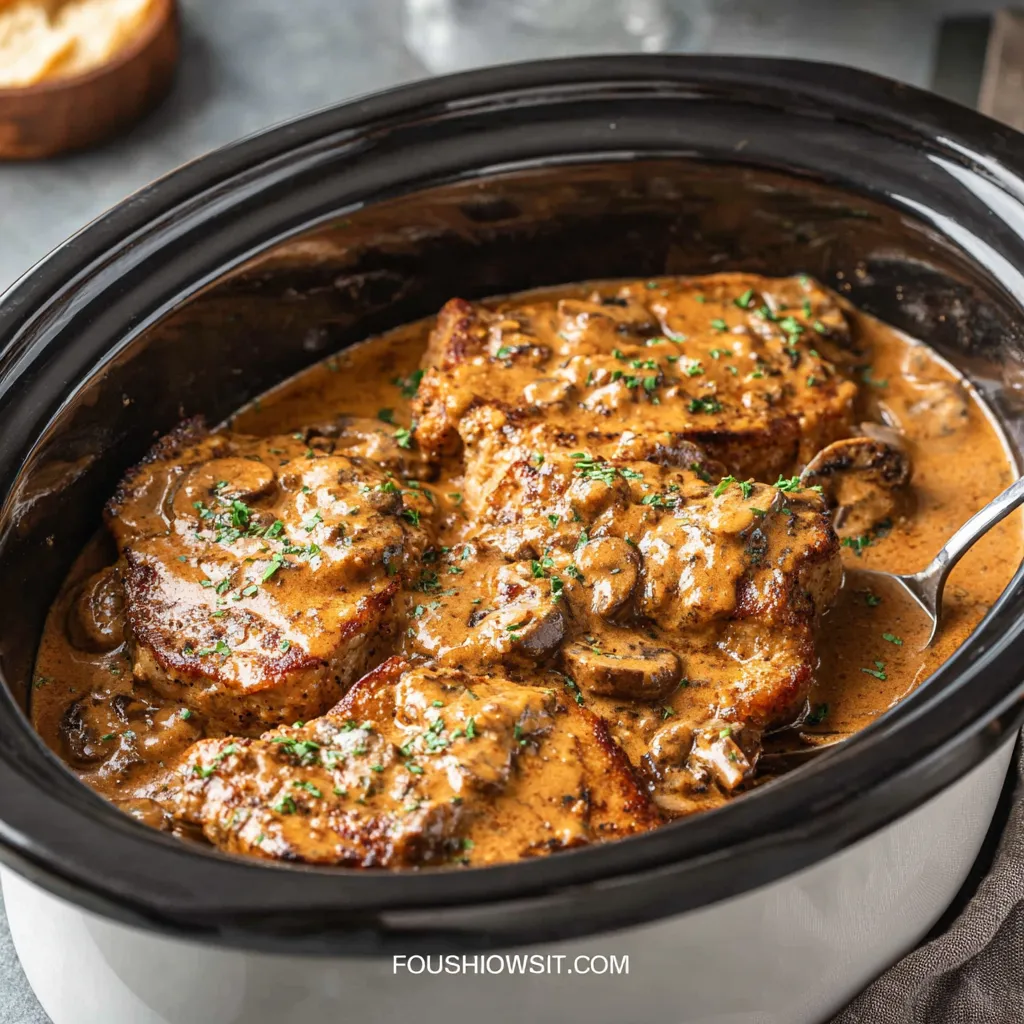 Crock Pot Pork Chops: Easy Family Dinner Easy crock pot pork chops simmered to tender perfection in a slow cooker, making them an irresistible family dinner.