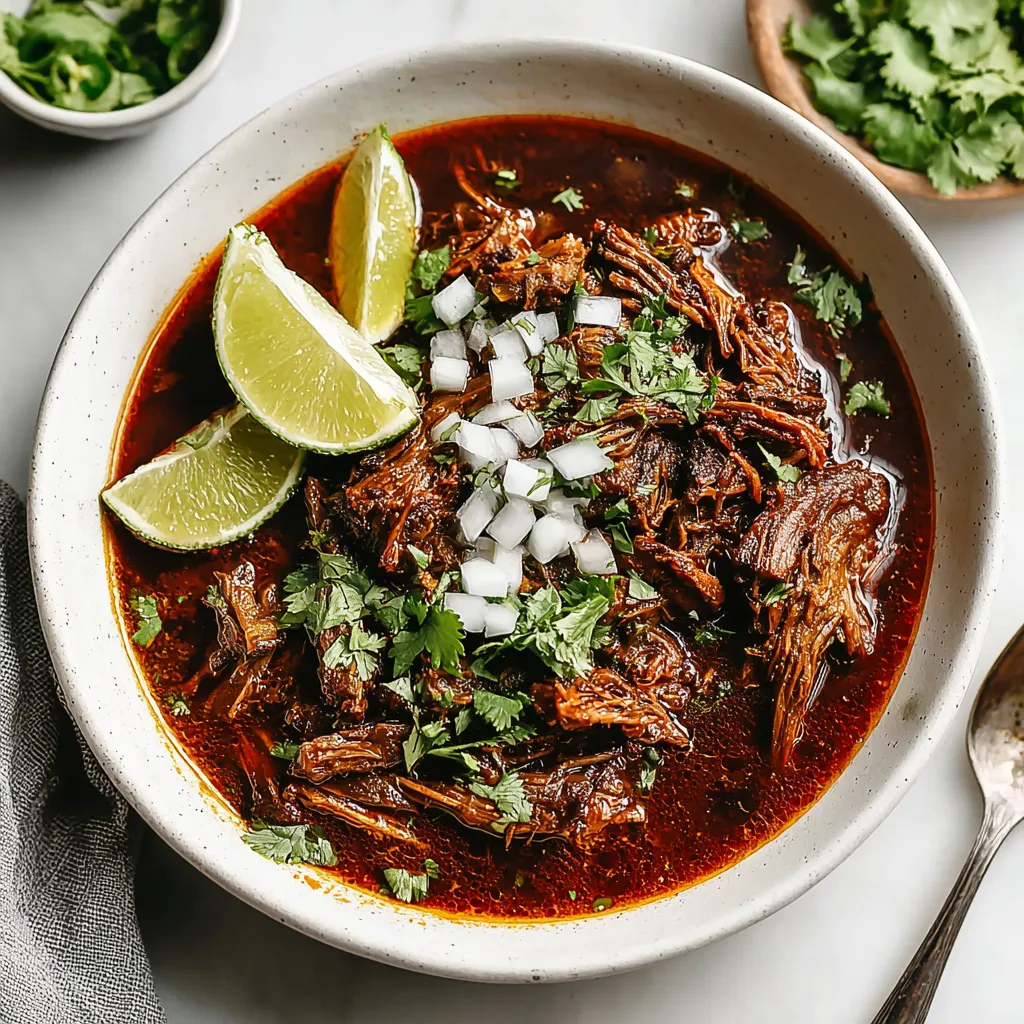 Easy Crockpot Birria Recipe Delicious and easy to make, this slow cooker birria recipe showcases tender, shredded beef in a rich, flavorful broth, perfect for tacos, quesadillas, or dipping.