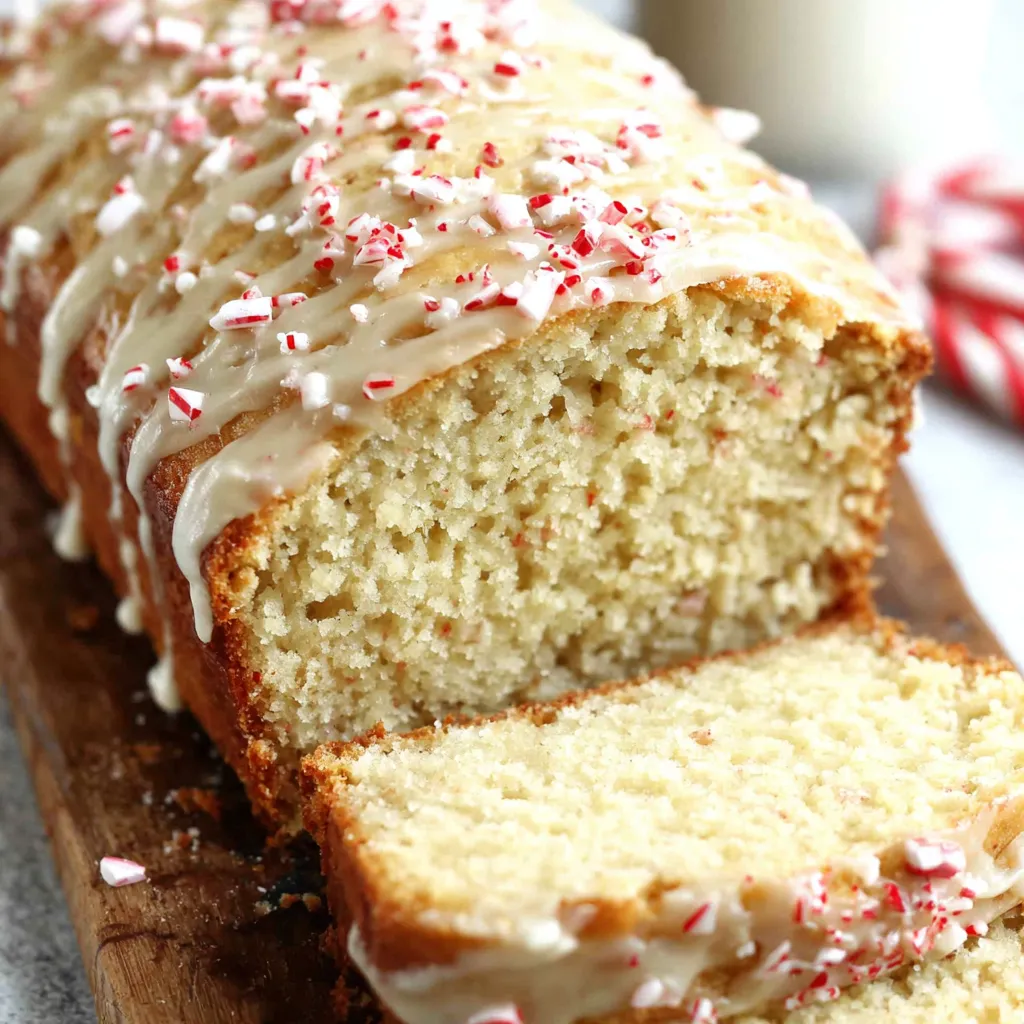 Close-up shot showcasing the moist texture and golden crust of freshly baked Christmas Eggnog Bread.