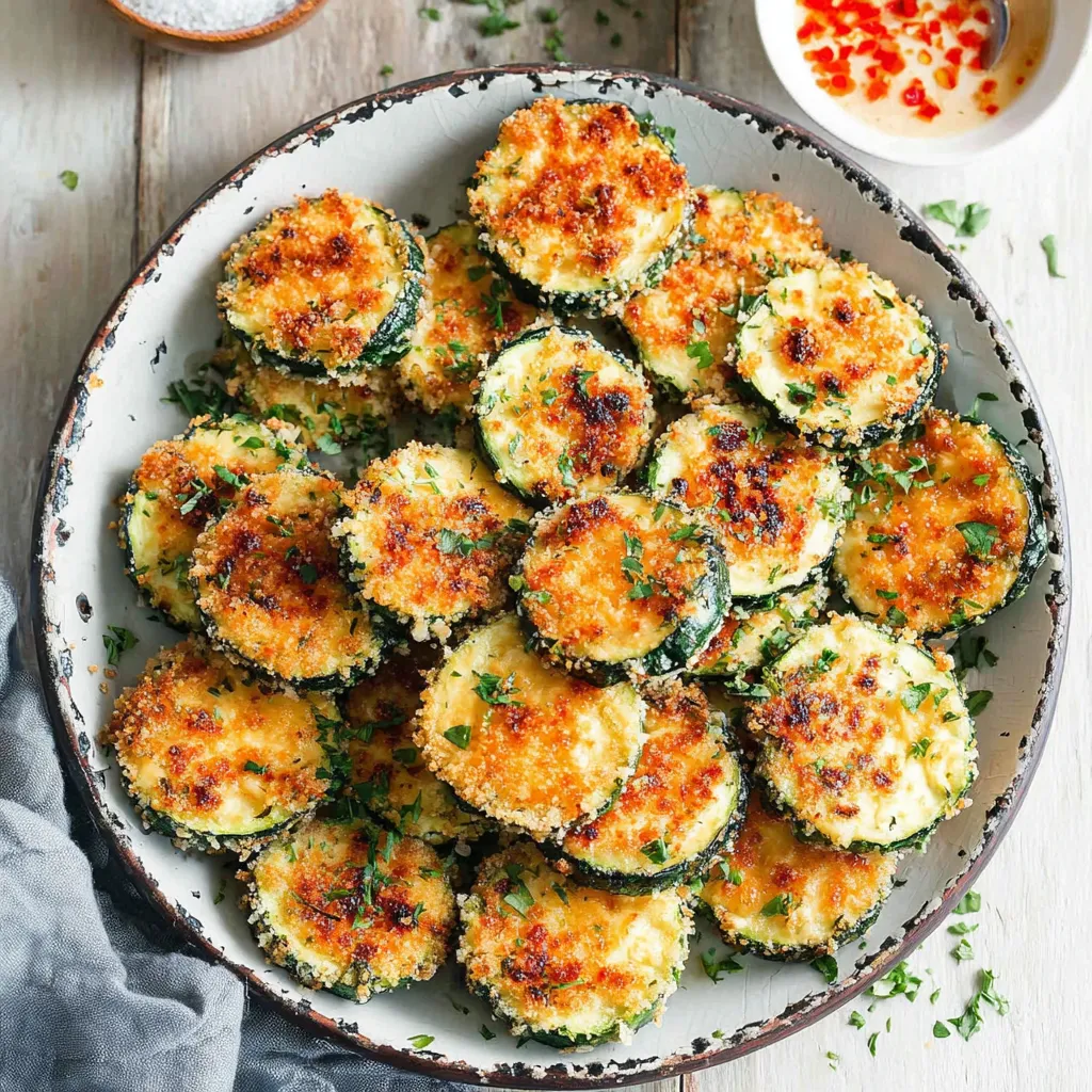 Easy oven-crisped zucchini slices are shown in this image, a delicious and simple side dish perfect for any meal.