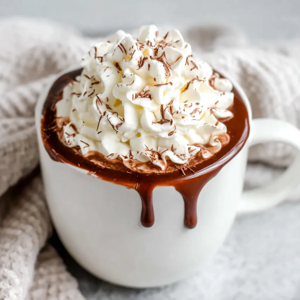 A steaming mug of incredibly thick and creamy hot chocolate showcases the deliciousness described in this article about the best hot chocolate recipes.