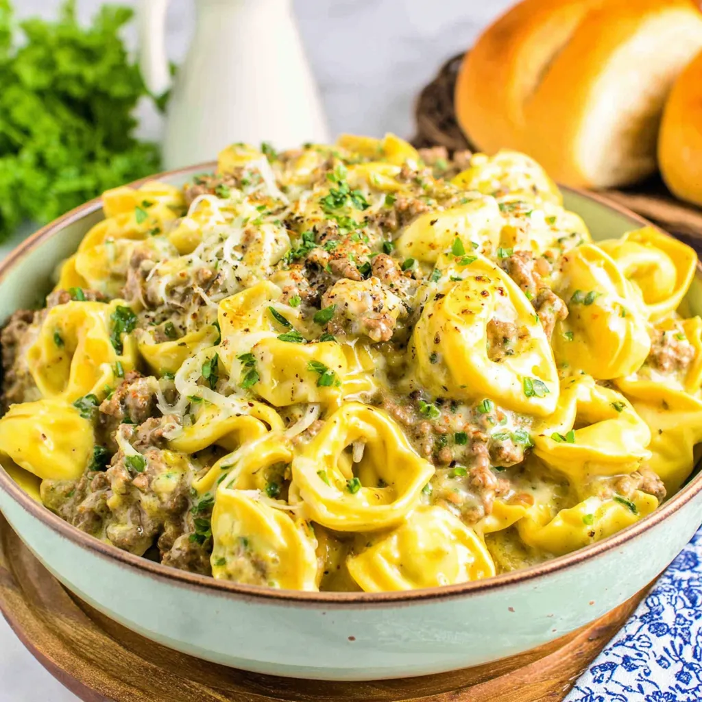AMAZING PHILLY CHEESESTEAK TORTELLINI PASTA CROCKPOT