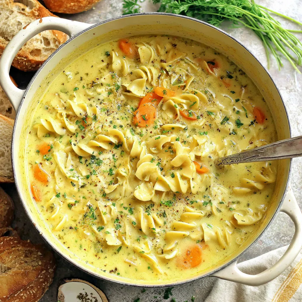 Dreamy creamy pasta soup, a comforting and delicious dish, is showcased in this featured image.