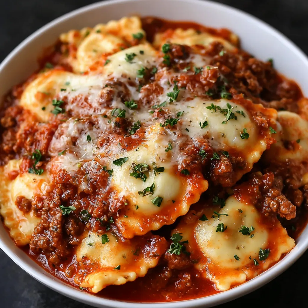 Easy Crockpot Ravioli Lasagna featured image showcasing the delicious, layered meal cooked in a slow cooker.