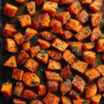 Delicious roasted sweet potato bites are displayed in a vibrant featured image, showcasing their crispy edges and inviting orange color.