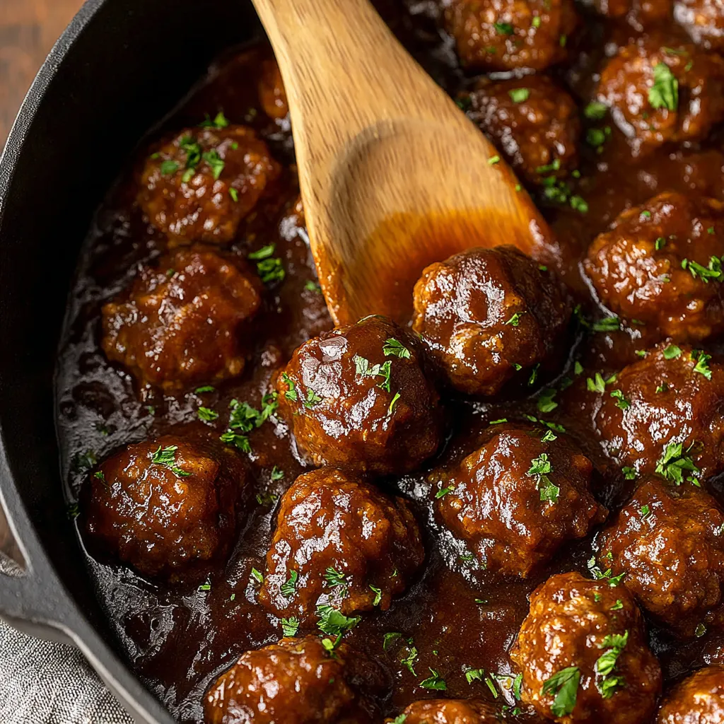 Easy slow cooker Salisbury steak meatballs simmer in a rich gravy, perfect for a comforting and flavorful weeknight meal.