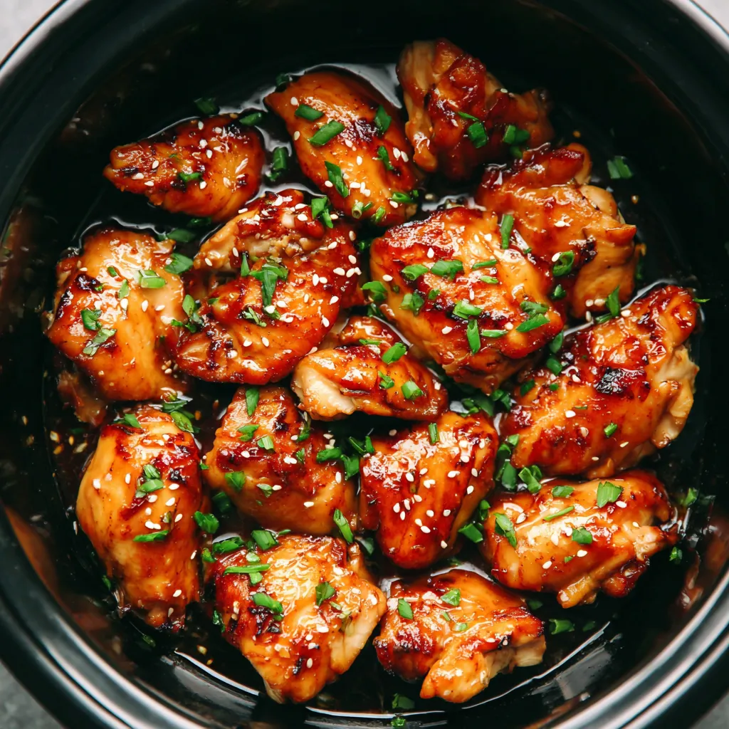 Easy dump and go crockpot teriyaki chicken simmers in a slow cooker, promising a flavorful and effortless weeknight meal.