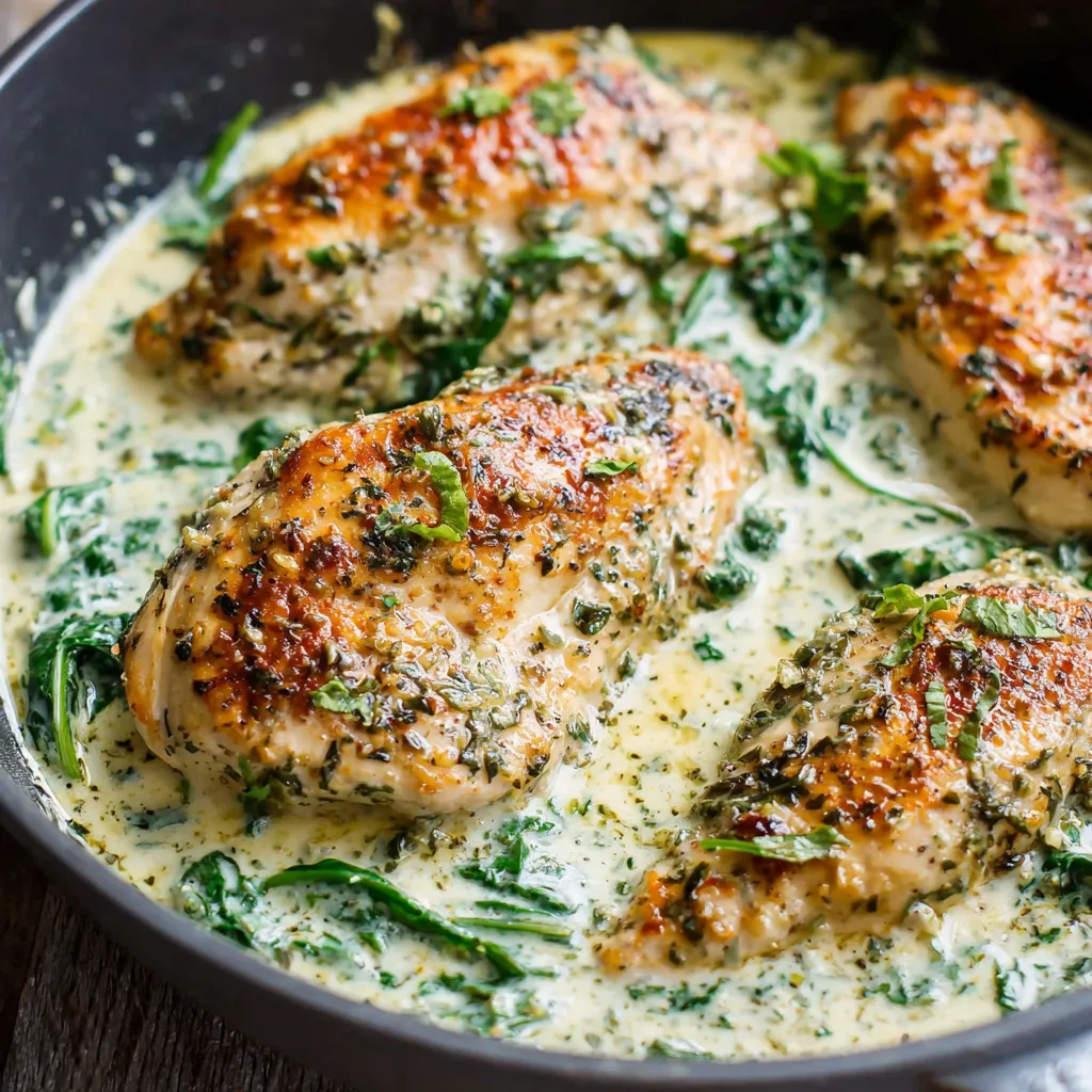 Creamy Garlic Parmesan Chicken glistens invitingly, showcasing a delicious and easy recipe perfect for a comforting weeknight meal.