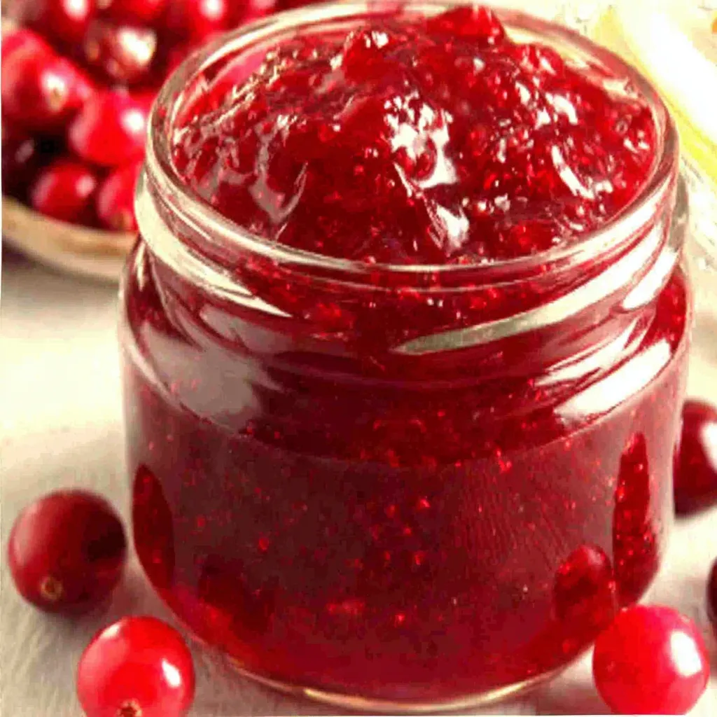 Homemade Christmas Cranberry Sauce Close-up of glistening homemade Christmas Cranberry Sauce, perfect for holiday meals.