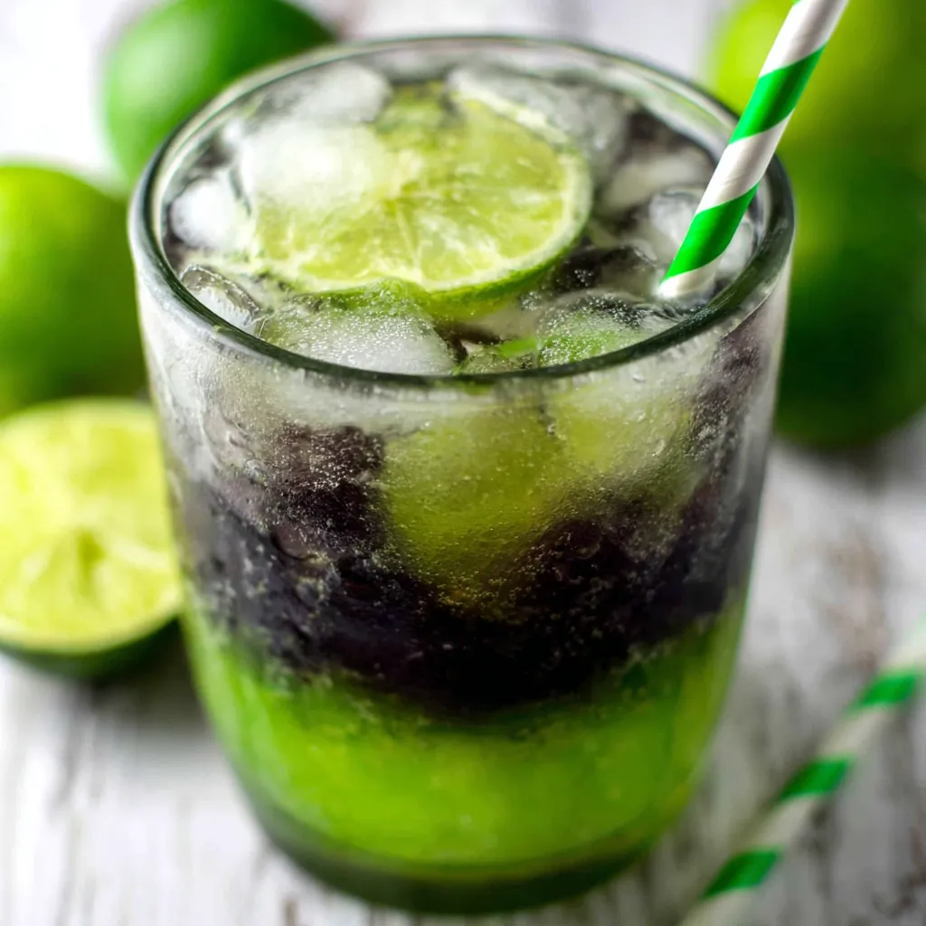 Another view of the vibrant and spooky Beetlejuice Drink, perfect for Halloween or a themed party.