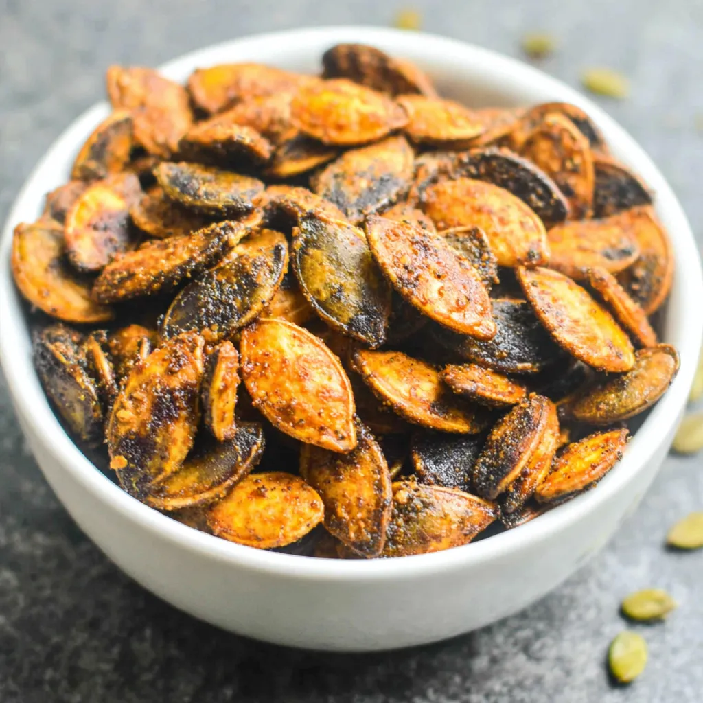 Roasted Pumpkin Seed Snack Idea Close-up of a delicious Roasted Pumpkin Seed Snack, showcasing the crunchy texture and seasoning.