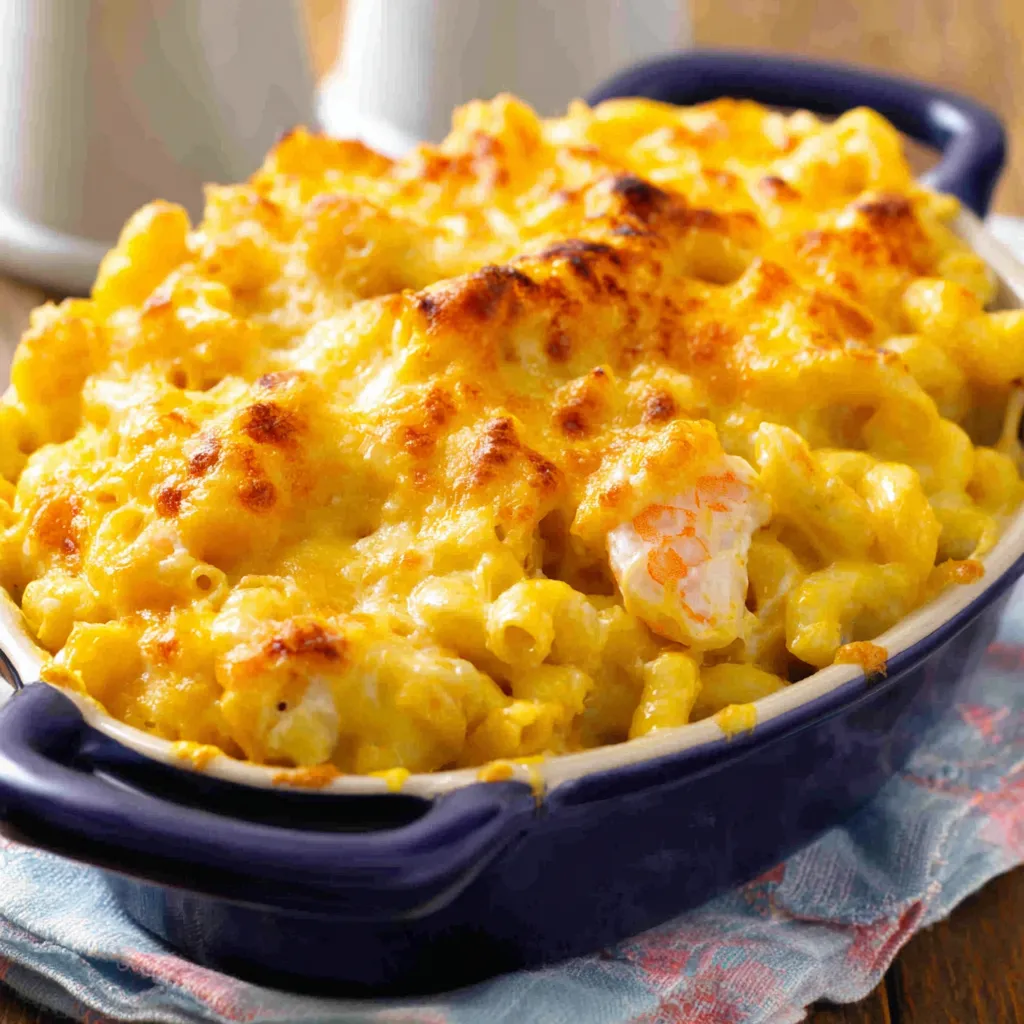 Creamy Seafood Mac and Cheese Recipe Creamy Seafood Mac and Cheese with tender seafood baked to golden perfection.