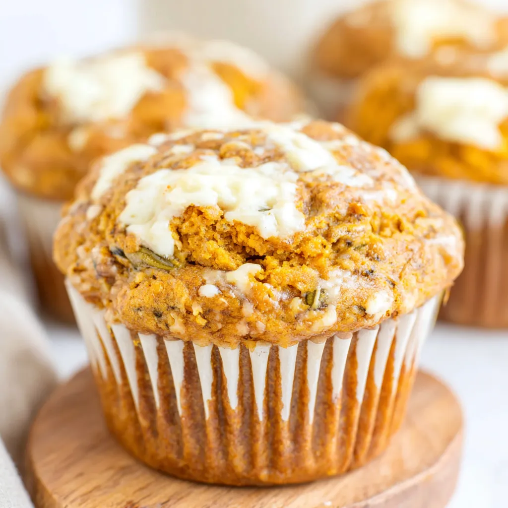 Starbucks Pumpkin Cream Cheese Muffin A close-up view of Starbucks Pumpkin Cream Cheese Muffins, showcasing their creamy filling and autumnal spices.