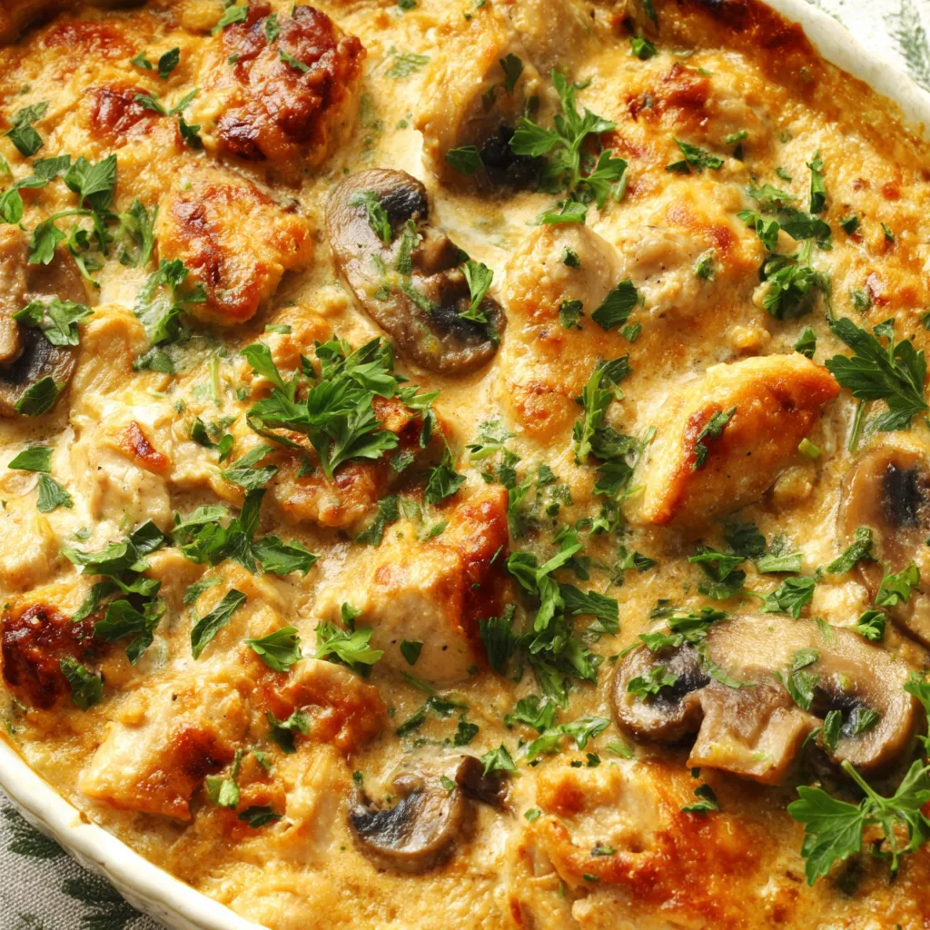 Close-up shot of a creamy and delicious Chicken Casserole, the second image in the recipe article.