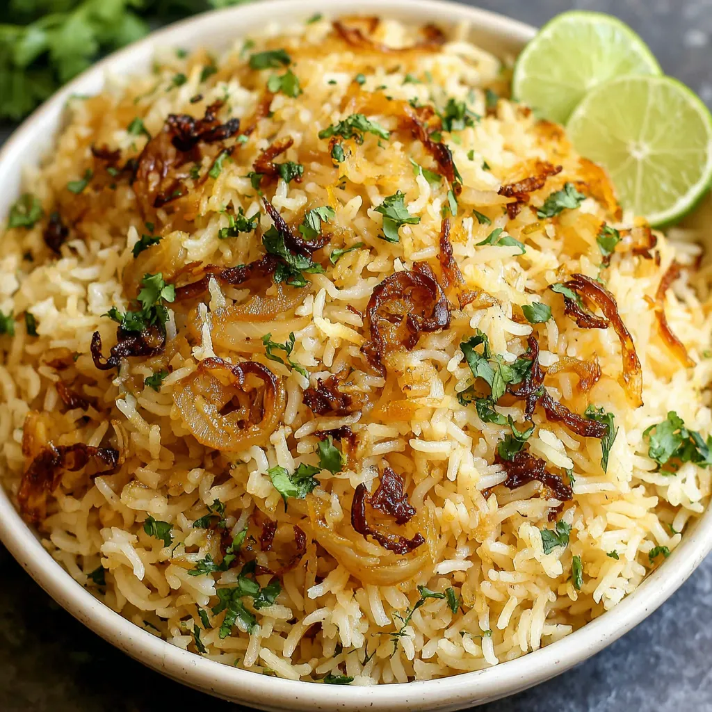 Golden Onion Butter Rice Recipe Close-up of delicious Golden Onion Butter Rice, showcasing its golden hue and savory texture.