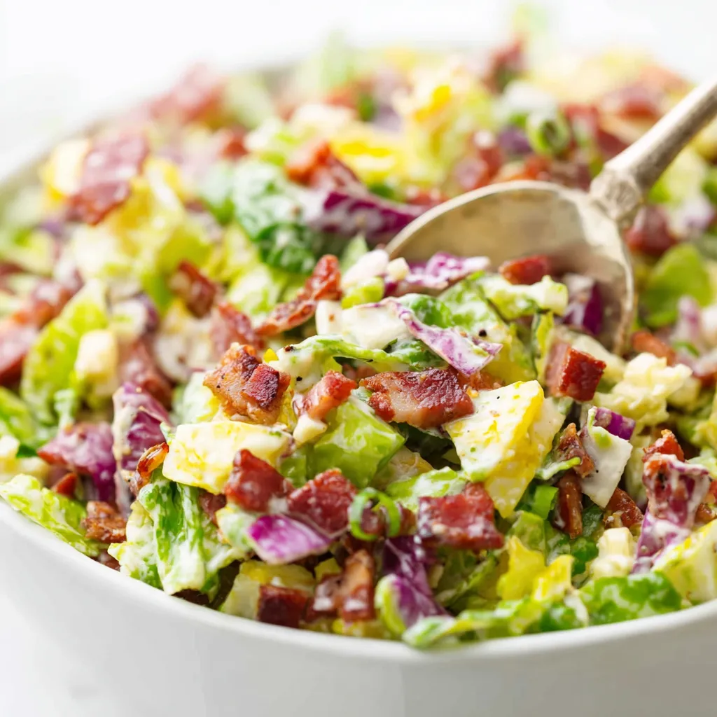 Close-up of a vibrant Autumn Chopped Salad, showcasing its colorful mix of fall vegetables and ingredients.