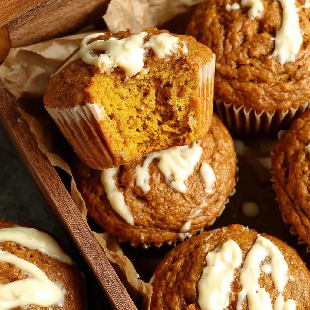 Close-up showing the texture and crumb of freshly baked Pumpkin Cream Cheese Muffins.
