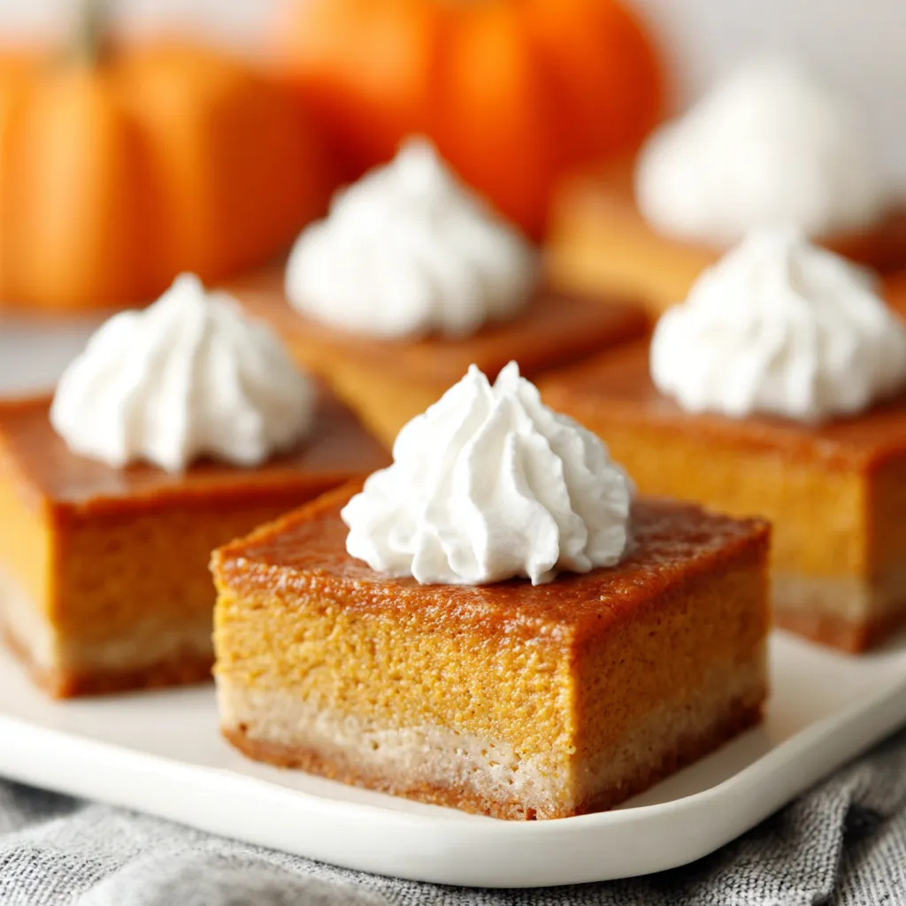 Close-up shot showcasing the texture and layers of delicious Pumpkin Pie Bars.