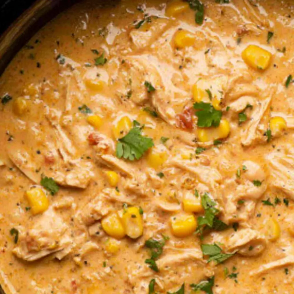 Creamy White Chicken Chili Recipe Close-up shot of a creamy White Chicken Chili in a bowl, showcasing its texture and inviting appearance.