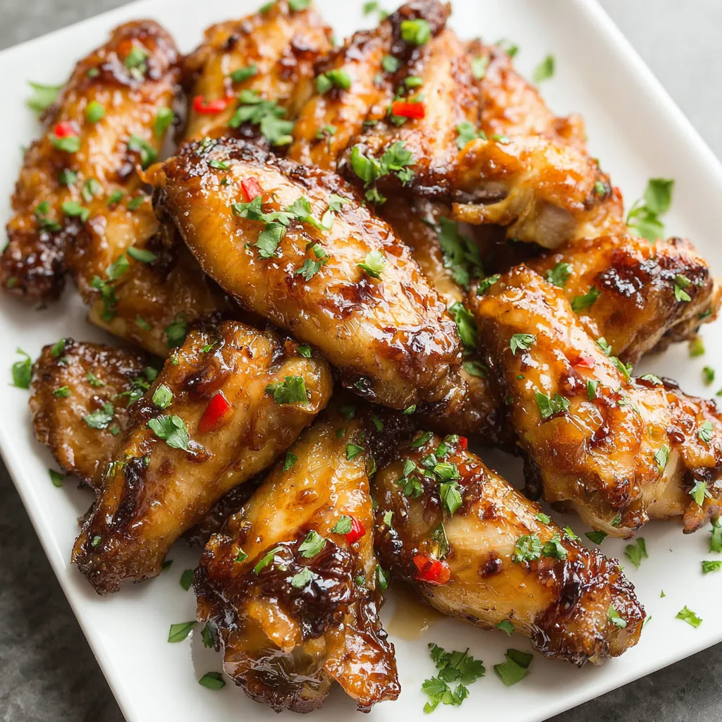 Close-up showcasing juicy Pineapple Teriyaki Chicken Wings glistening with glaze.