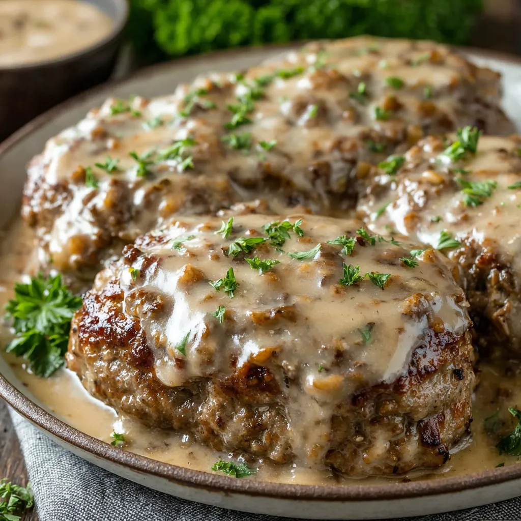 Amish Hamburger Steak Bake featured image shows a delicious and comforting casserole dish.
