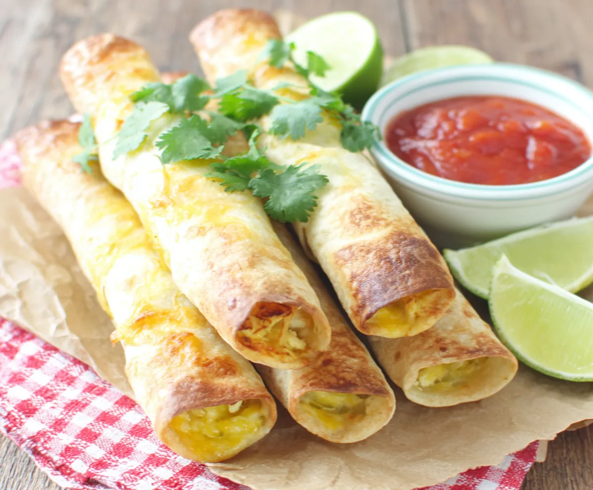 Baked Cream Cheese Chicken Taquitos are displayed as the featured image for this recipe.