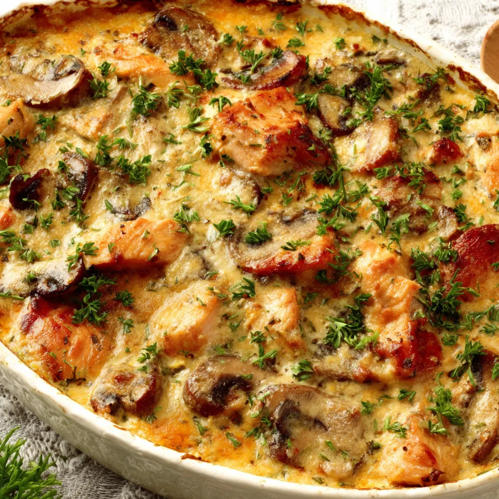 A delicious Chicken Casserole is featured in this enticing image.