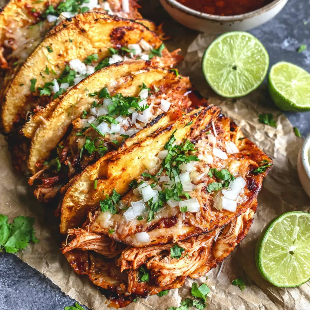 EASY SLOW COOKER CHICKEN BIRRIA TACOS
