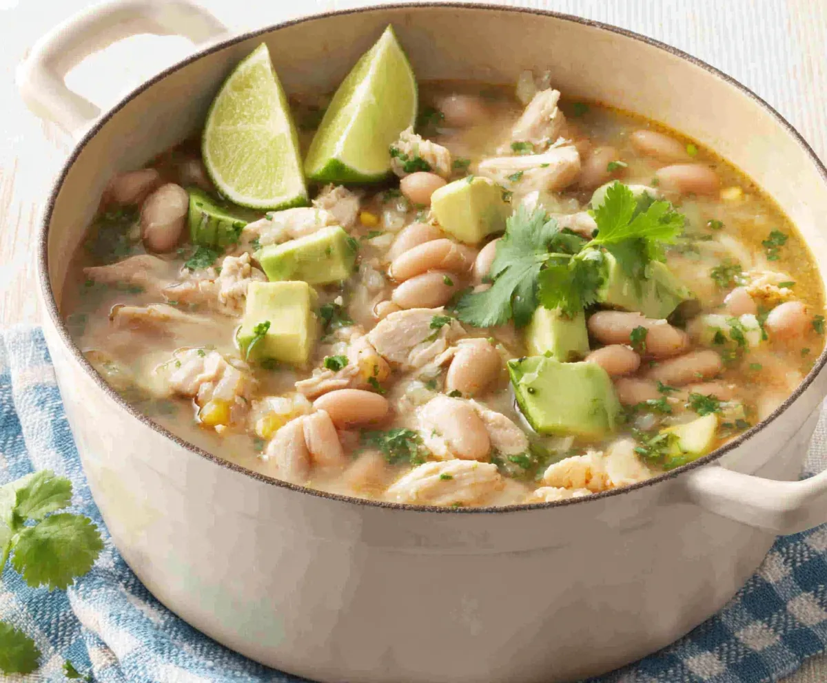 A steaming bowl of creamy White Chicken Chili is showcased as the featured image.