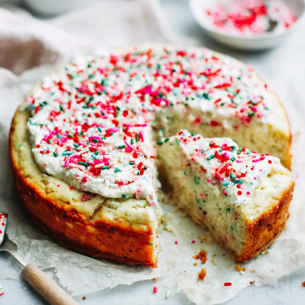 A close-up shot of a delicious Sugar Cookie Cheesecake, showcasing its creamy texture and cookie crumb topping.