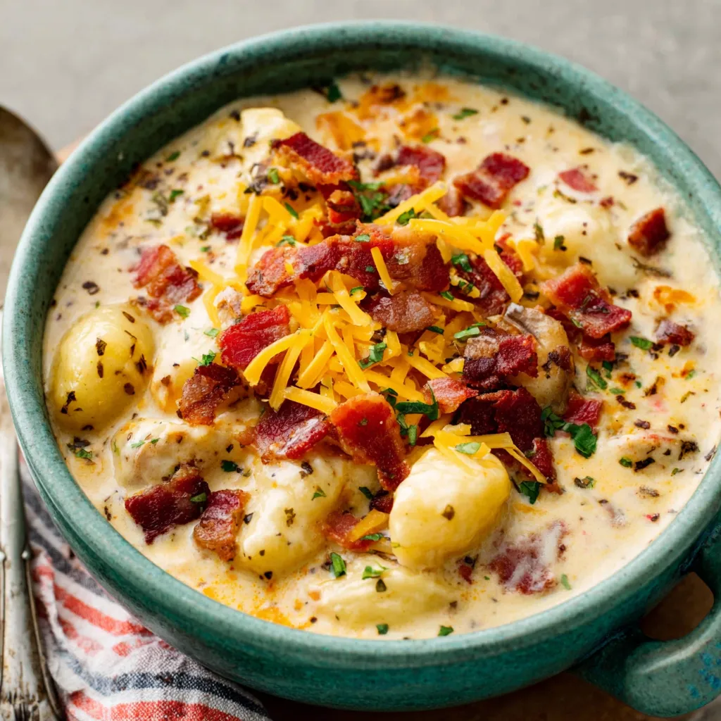 PERFECT BACON CHEDDAR GNOCCHI SOUP