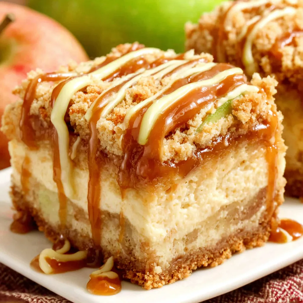 PERFECT CARAMEL APPLE CHEESECAKE BARS