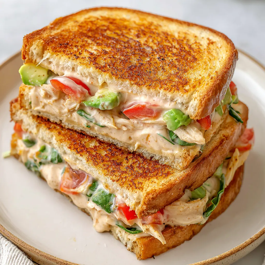 Delicious Chicken Avocado Melt Sandwich featured image showcasing its creamy avocado, melted cheese, and tender chicken.