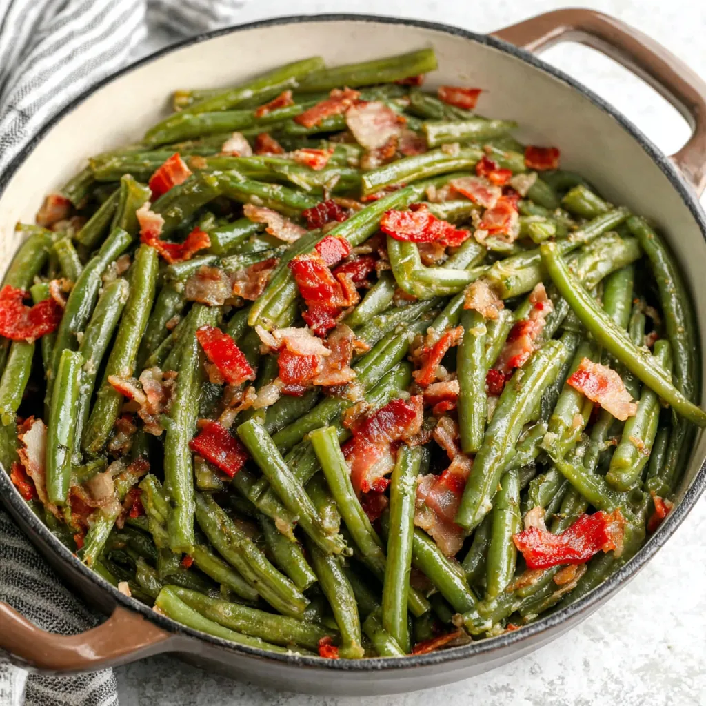 A delicious serving of Southern Green Beans is presented as the featured image for this recipe.