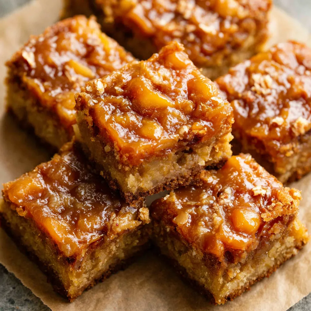 Close-up of delicious homemade Salted Caramel Apple Bars, perfect for fall baking.