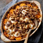 A delicious Southern Maple Sweet Potato Casserole is displayed as a featured image, showcasing its warm colors and inviting texture.