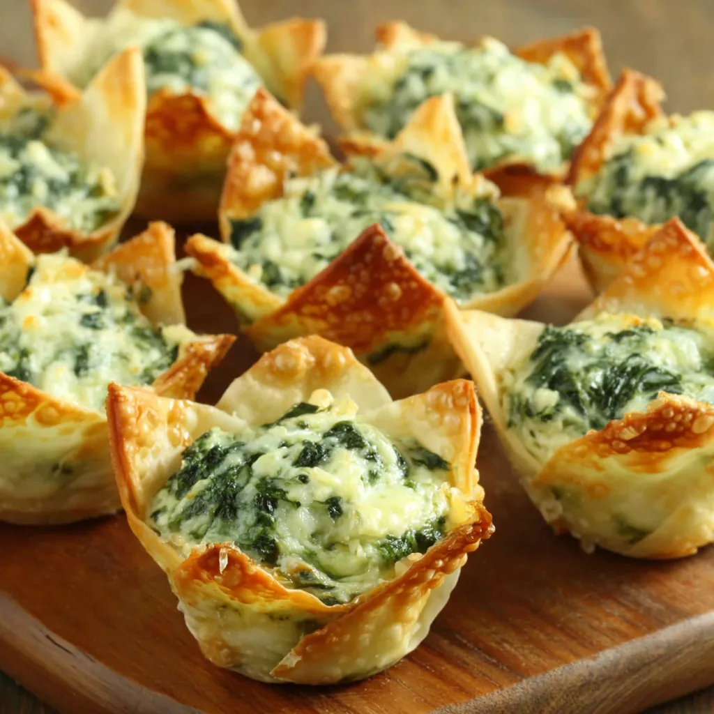 SPINACH ARTICHOKE WONTON CUPS BEST