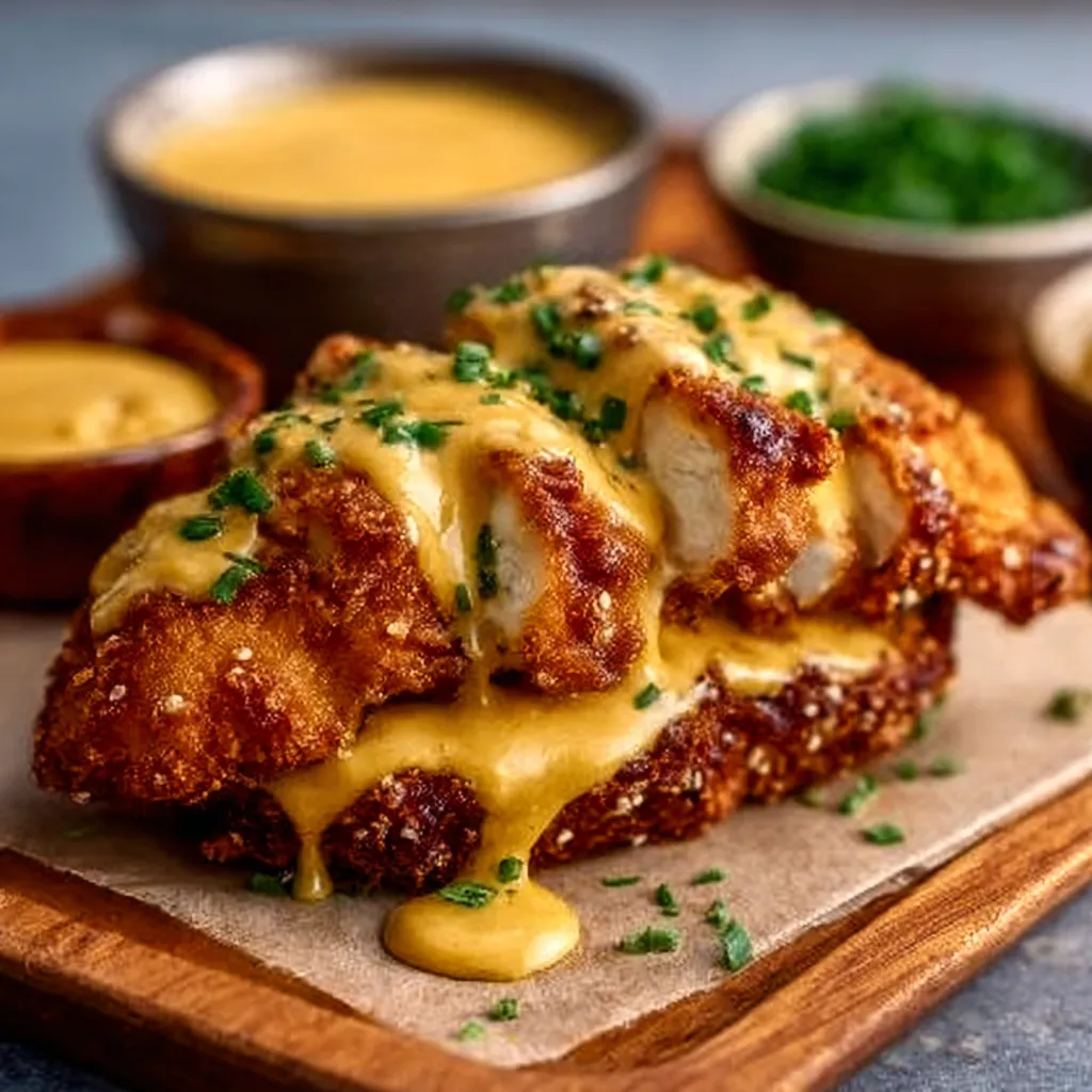 Close-up showing another serving of delicious, crispy Pretzel Chicken.