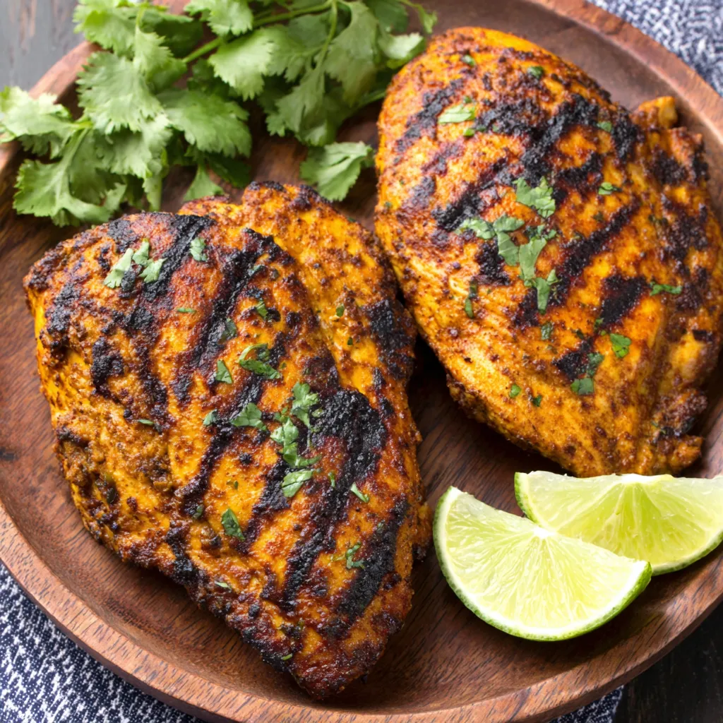 Close-up view of raw chicken marinating in a vibrant red sauce, showcasing the preparation of Mexican Chicken Marinade.