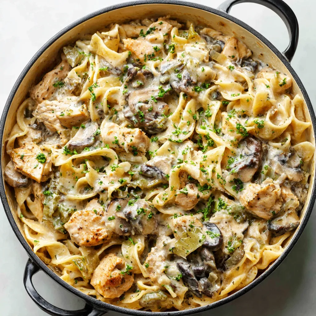 Creamy Chicken Stroganoff served as a comforting and delicious meal.