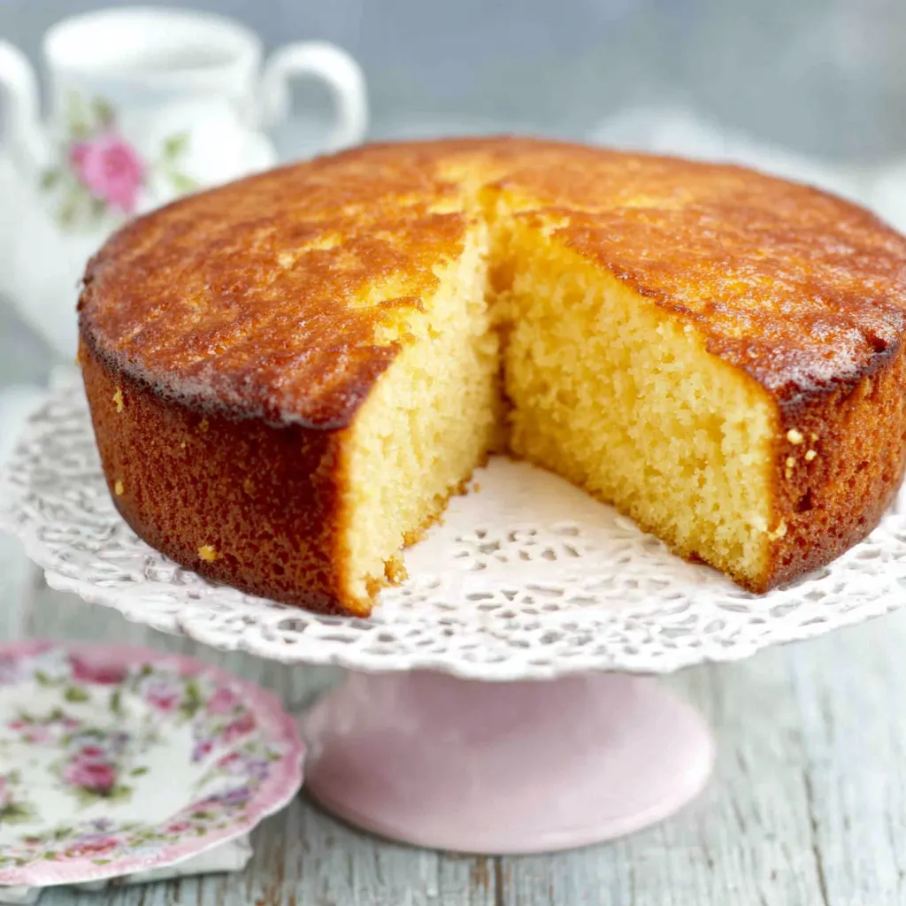 A close-up shows a delicious slice of Greek Honey Cake, glistening with honey and sprinkled with nuts.