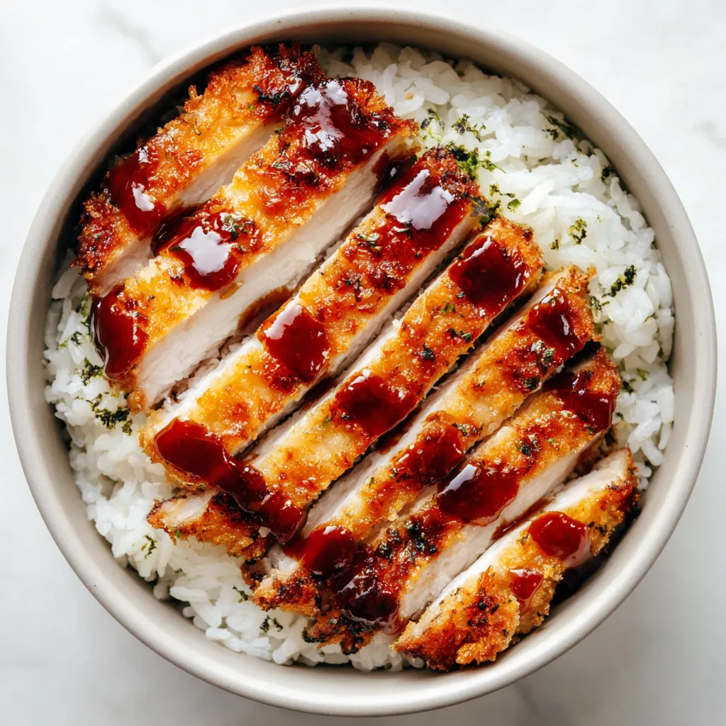 Close-up shot of delicious Japanese Katsu Bowls, showcasing crispy breaded pork cutlets and flavorful toppings.